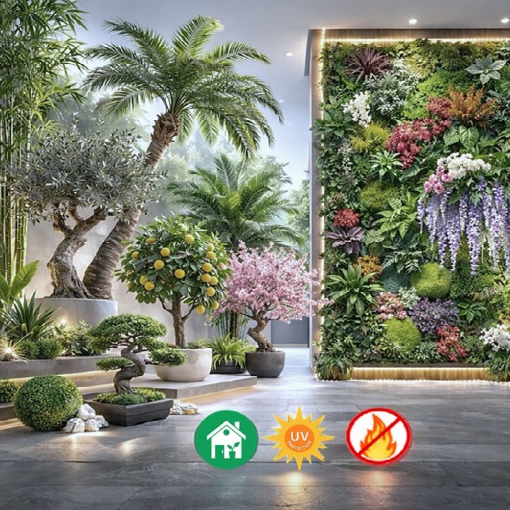 Verde artificiale per interni UV e Fuoco resistente